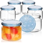 com-four® 6X bocaux à Confiture Winter Edition to Ø 82 mm - 330 ML avec couvercles à vis au Design Hivernal, Pots à Confiture Bleus et Blancs, Pot avec Couvercle en Flocon de Neige, Confiture Noël