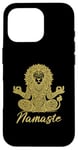 Coque pour iPhone 16 Pro Namaste Lion avec mandala amusant pour le yoga et la méditation