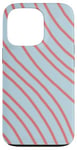 Coque pour iPhone 13 Pro Fond bleu clair et motif lignes orange clair