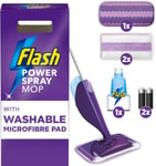 Flash Powermop Kit de démarrage de nettoyage de sol,balai pulvérisateur,balai sec humide,système de nettoyage tout-en-un,nettoyage en profondeur pour vos surfaces dures (1 tampon lavable + 2.[W907]