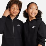 Nike Hettegenser Nsw Club Fleece Full Zip - Sort/hvit Barn, størrelse L: 147-158 cm