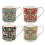 Lesser & Pavey S Berry Thief Stacking Mugs Set of 4 | Ceramic Coffee Mugs Set for Home or Work | Premium Design Mugs Set for All Occasions | Lovely Mugs for Tea, Coffee & Hot Drinks - William Morris