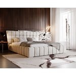 Lit Double 160x200 Deluxe - Lit Glamour, Chesterfield Lit Double avec Tiroir de Lit - Beige (Magic Velvet 2201) - Beige