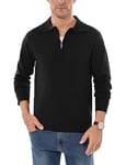 Wayleb Pull Homme à Col Polo Manches Longues Pull d'hiver Doux et Confortable pour Homme Tricoté 1/4 Zip Pullover Sweater Style Décontracté ou Business