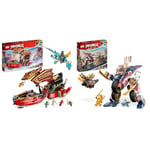 LEGO NINJAGO Destiny's Bounty - race against time, Ninja Air Ship Toy Set with 2 Dragon Figures & NINJAGO Sora's Transforming Mech Bike Racer, 2in1 Set with Transforming Mech Action Figure