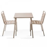 Ensemble table de jardin carrée et 2 chaises acier taupe Palavas  Oviala