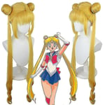 Anime Sailor Moon Peruk Cosplay Kostym Kvinnor Guld Lång Syntetiskt Hår Halloween Party Rollspel Peruker