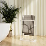 Bonnevie - Porte-serviette sur pied de salle de bain Style Contemporain - Blanc 48x24x78,5 cm Fer BV955000