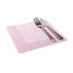 Restaurantware Luxenap Square White Paper Napkin - Super Lux, with Burgundy Threads - 15 3/4" x 15 3/4" - 600 Count Box