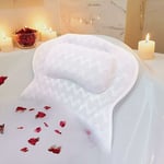 Coussin de Bain, Luxe Ergonomique Oreiller de Baignoire avec 6 Ventouses Antidérapantes, Doux 3D Air Maille Coussin Baignoire pour Tête Cou et Dos