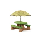 Naturally Playful Table Picnic Enfant en Marron / Vert avec Parasol Banc Pique Nique pour Enfants en Plastique - Step2