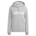 adidas Femme Essentials Linear Hoodie, Medium Grey Heather/White, XS