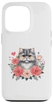 Coque pour iPhone 13 Pro Roses Flowers British Longhair Cat Highland Straight