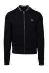 Fred Perry Mens Full Zip Bomber Sweater Black - Size Large