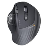 ProtoArc EM01 NL Wireless Bluetooth Trackball Mouse, 2.4G Ergonomic Rechargeable Rollerball Mouse with 3 Adjustable DPI, 3 Device Connection for PC, iPad, Mac, Windows, Gray Roll