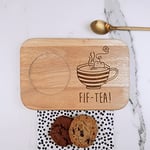 Engraved Tea & Biscuit Board -"FIF-TEA" Design - Wood Coffee Treat Board, 50th Milestone Birthday Gifts for Men, Him - Fiftieth Gift for Friend, Brother, Son, Dad, Husband