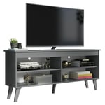 Madesa Compact TV Stand Cabinet with 4 Shelves and Cable Management for 50, 55 Inch TV Media Storage Unit Living Room and Bedroom Wooden Television Media Console - Grey