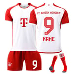 Kane 23-24 FC Bayern München tröja nr 9 hemma fotbollströja set vuxna barn . Adult XS（160-165cm）