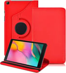 Coque Pour Samsung Galaxy Tab A 8.0 2019,360 Rotation Pu Pell Protection Avec Support Housse Etui Pour Tablette Samsung Galaxy Tab A 8.0 Pouces 2019 Sm-T290 / T295 / T297,Rouge