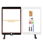 For Ipad 6 Air 2 A1566 A1567 Touch Screen Replacement Digitizer Glass Assembly Kits Free tempered film, glue and tools,Not LCD Screen. (White)