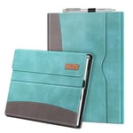 FINTIE Case Compatible with Microsoft Surface Pro 7 Plus/Pro 7 / Pro 6 / Pro 5 / Pro 4 / Pro 3, 12.3-inch Portfolio Business Cover with Pocket, Compatible with Type Cover Keyboard, Turquoise