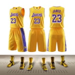 #23 Lebron James Basketbolldräkt Set Lakers Ungdomströja Ny Produkt Children (140-150cm)