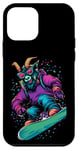 Coque pour iPhone 12 mini Animaux en snowboard- Goat on a Snowboard Snowboarding