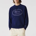 Lacoste Mens Crewneck Embroidered Sweatshirt in Blue material_cotton - Size Medium