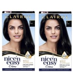 Clairol Nice' n Easy Crème Natural Looking Oil Infused Permanent Hair Dye Duo (Various Shades) - 2 Black