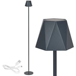 Clauss 10015 Lampadaire LED rechargeable par USB sans fil avec variateur d'intensité en métal pour intérieur et extérieur IP54 Gris