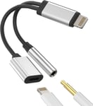 Adaptateur Casque Pour Iphone(2en1)Lightning Vers Jack 3.5 Mm Auxiliaire Audio Certifié Mfi Pour Apple Pr Cable Chargeur Voiture Accessoire Écouteur Rallonge Splitter 14 13 12 11 Pro Pour Ip[L423]