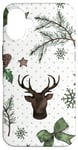 iPhone 16 Plus Green Aesthetic Christmas Decor With Happy Dots And Reindeer Case