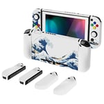 playvital AlterGrips Dockable Protective Case for Nintendo Switch, Ergonomic Hard Shell for Nintendo Switch, Joycon Cover w/Screen Protector & Thumb Grips & Button Capss - The Great Wave off Kanagawa