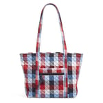 Vera Bradley Women's Small Vera Tote Bag, Handbag, Patriotic Plaid-Recycled Cotton, One Size