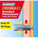 50 x Plasplug Plasterboard Plugs Fixings Cavity Anchor Hollow & Stud Wall