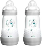 MAM Easy Start Self Sterilising Anti-Colic Baby Bottle 2 Pack, 260 ml with Medi