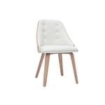 Chaise design blanc et bois clair fluffy