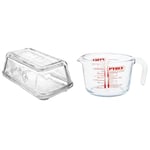 Kilner Vintage Glass Butter Dish with Lid & Pyrex Glass Measuring Jug, Transparent, 1 litre