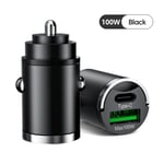 Mini 100W USB Typ C Billaddare Snabbladdning QC3.0 PD Biltelefonladdare Adapter För iphone Samsung Huawei Xiaomi