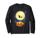 Scary Witch Creepy Pumpkin Halloween Night Adult Kid Costume Long Sleeve T-Shirt