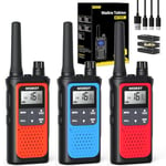 Walkie Talkies for Adults Long Range,NXGKET 3 Pack Kids Walky Talky Rechargeable with Built-In Battery,16 Channels Radio with USB Type-C Cable,VOX Hand-free Auto Squelch For Outdoor Camping Hiking