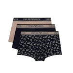 Emporio Armani Men's 3-Pack Core Logoband Boxer Shorts, Beige/Marin ST/Marin, M (Pack of 3)