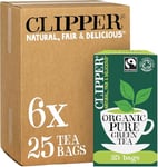 Clipper Organic Pure Green Tea Bags | 150 Individually Wrapped Teabags (6 x Boxes of 25) | Bulk Buy for Home & Catering | Eco-Conscious, Fair Trade Tea | Natural Unbleached Plant-Based & Biodegradable