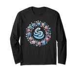 Cute Pastel Green Snake Floral Wreath Reptile Lover Graphic Long Sleeve T-Shirt