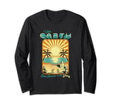 Visit Earth Best Beaches In The Galaxy Retro Space Art Long Sleeve T-Shirt