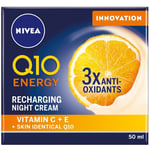 Nivea Q10 Energy Recharging Night Cream Face Moisturiser With Vitamin C 50ml