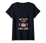 Womens My Brain is 99.9% Song Lyrics Band Musician Funny Singer V-Neck T-Shirt