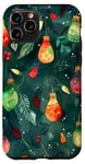 Coque pour iPhone 11 Pro Vert Aquarelle Ethnique Lumières de Noël Motif Décor