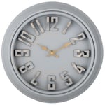 DIYZON 16'' 3D Font Large Wall Clock Silent Non Ticking, Classicl Retro Timepiece Battery Powered Home, Large Numbers Easy Read, Suitable for Indoor Living Room - Bedroom - Kitchen (Gray)