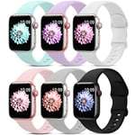 AMSKY 6 Pièces Bracelet en Silicone Compatible avec Bracelet Apple Watch 40mm 44mm 46mm 45mm 42mm 41mm 38mm 49mm Femme Homme, Sport Bracelet Compatible avec iWatch SE Ultra Series 10 9 8 7 6 5 4 3 2 1